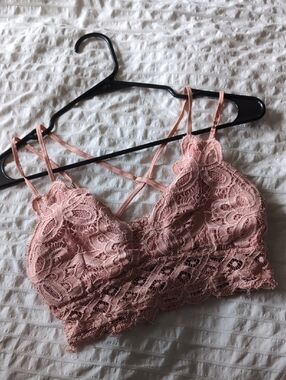Anemone Lace Bandeau Bralette - Dusty Rose